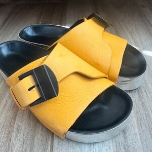 SIMON MILLER Leather Platform Slide Sandals